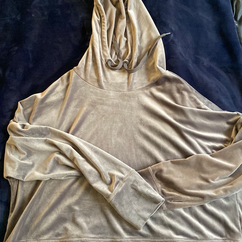 Aerie Offline Cropped Velour Hoodie